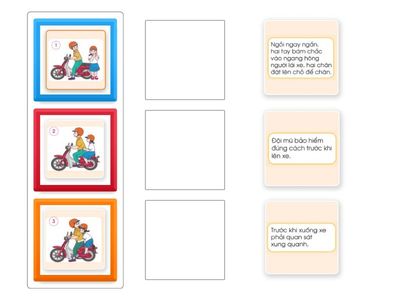 Em hãy nối hình ảnh phù hợp với nội dung liên quan đến "Quy định khi đi xe máy" nhé!