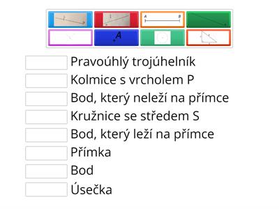 Geometrie - přímka, úsečka, bod, kolmice, trojúhelník