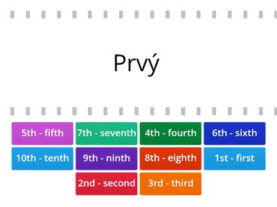 Ordinal Numbers 1-10 - radové číslovky - 1-10 - pospájaj