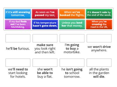 * 0 and 1st conditionals, future time clauses
