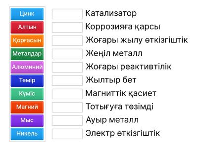Металдар және олардың қасиеттері