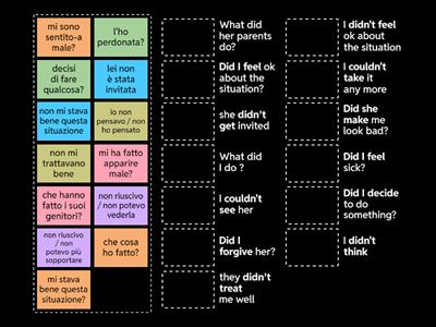 Abbie's story: matching task (negative and interrogative simple past forms)