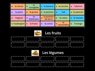 Les fruits et les légumes