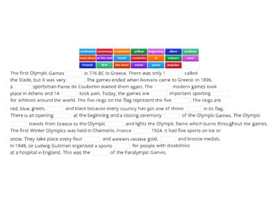  the olympic games history - gapfill