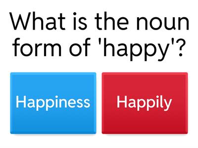 ESL Noun Suffixes Quiz