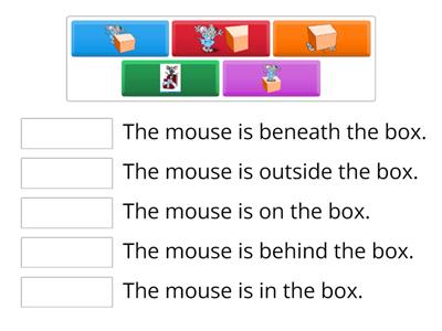 Space: Position: Select the correct sentence to describe the position of the mouse. 