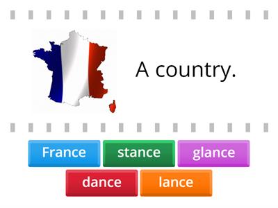 soft c - ance words - find the match hard