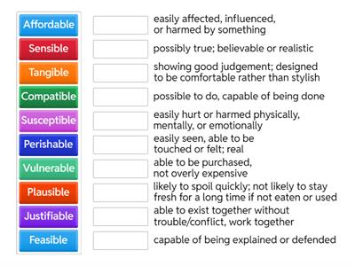 -able -ible Match Up
