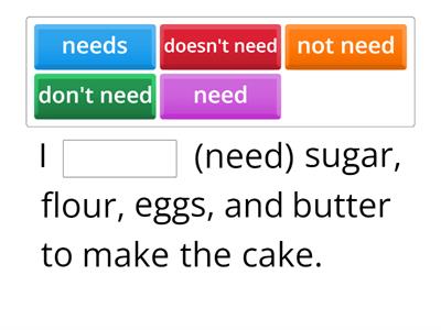 What do you need? (Verb to need) - 6th grade