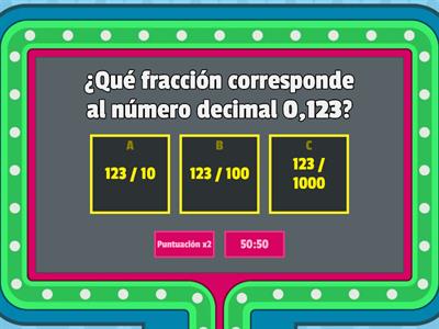 Transformación de fracciones a número decimal