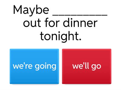 Future Tenses will / going to / present continuous