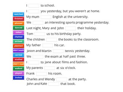 Past Simple - regular verbs - gaps