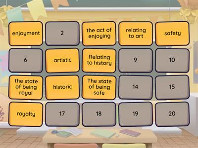 Suffixes -ity/ty, -ic, -ment