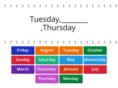 Days of the week and months