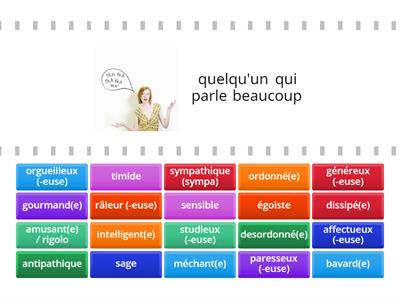 Les adjectifs de caractère Niv A1