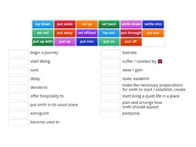 Use of English B2. Unit 8. Phrasal Verbs (put, lay, set, settle)