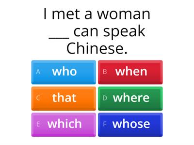 Zaimki względne who, which, that