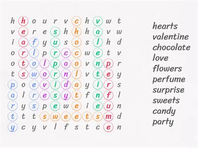 Valentine's Day word search