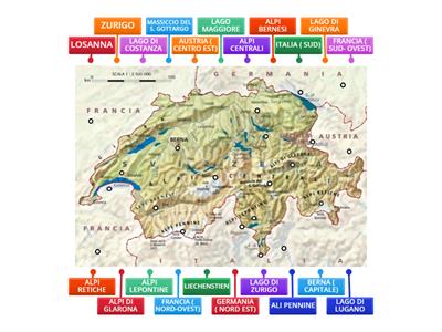 GEOGRAFIA :  SVIZZERA ( difficile)- SOVRASCRIVI GLI ELEMENTI PRINCIPALI