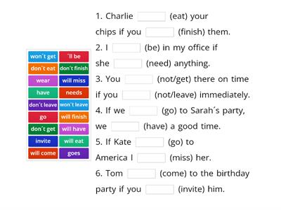 First Conditional - Fill in the correct form of the verb.