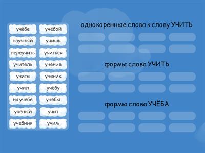 Формы слова и однокоренные слова