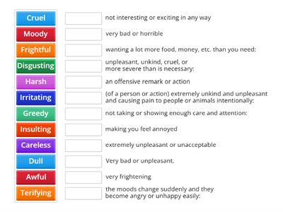  Negative English adjectives  - definitions
