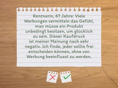 Prüf. B1 dafür oder dagegen? Werbungen