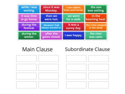 Organising Main and Subordinate Clauses