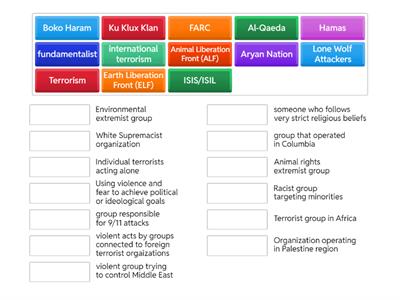 Terrorism definiations and organizations 