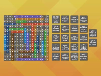 Family vocabulary - wordsearch