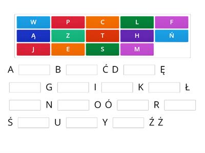 uzupełnij brakujące litery alfabetu