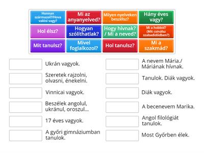 Ismerkedés (kérdés/válasz) 