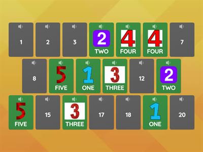 NUMBERS FROM 1 TO 10 (MEMORY GAME)