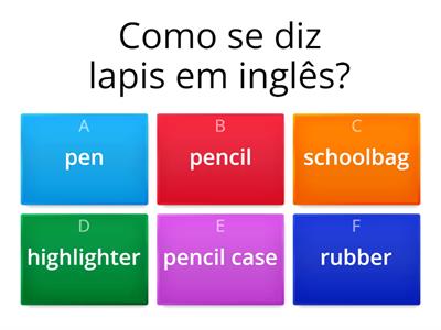 Material escolar em inglês