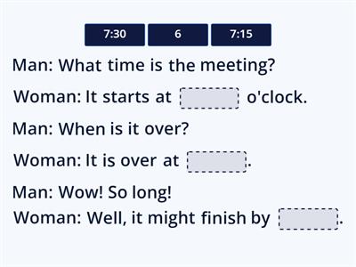 Listening - Telling the time. 