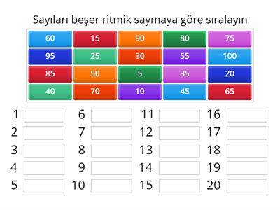 Beşer ritmik sayma 