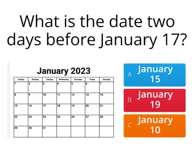 Calendar WordWall Quiz