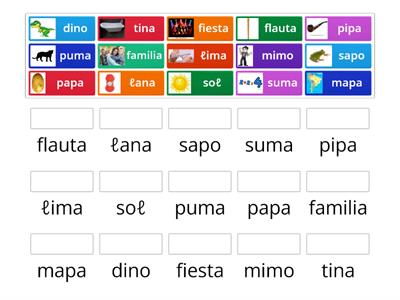  Juega a leer palabras y une las que son iguales  s,m,p,l,d,t,n,f