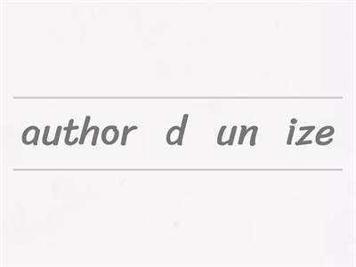 "Author" prefix-root-suffix word scramble