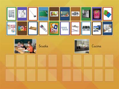 Oggetti di scuola vs oggetti della cucina