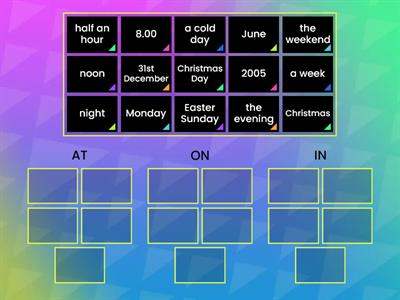 Prepositions of time (AT /ON/ IN )