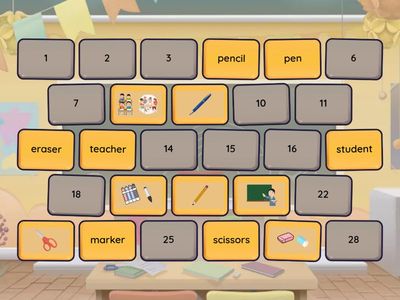 Classroom Objects matching pairs