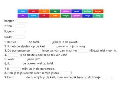 Hangen, leggen, zetten, doen vs hangen, liggen, staan, zitten