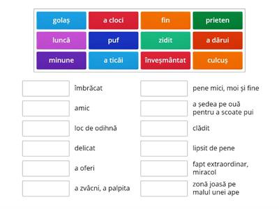 Cuibul de păsărele - Vocabular