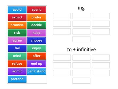 verbs with ing and infinitive 