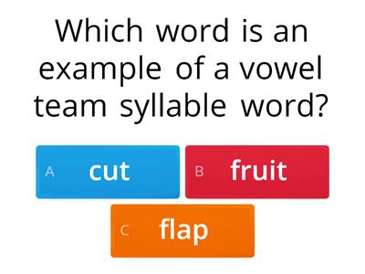 Vowel Team Syllable Quiz