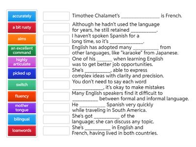 CAE UNIT 2 - LANGUAGES VOCABULARY