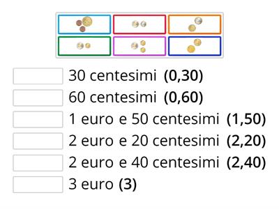 Abbina le quantità alle monete -B2