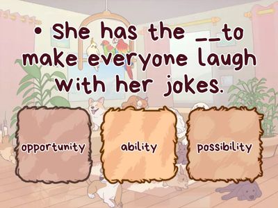 Synonyms Opportunity, ability, possibility