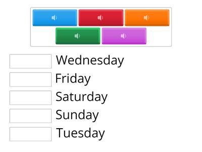 Spanish days of the week  (listen)